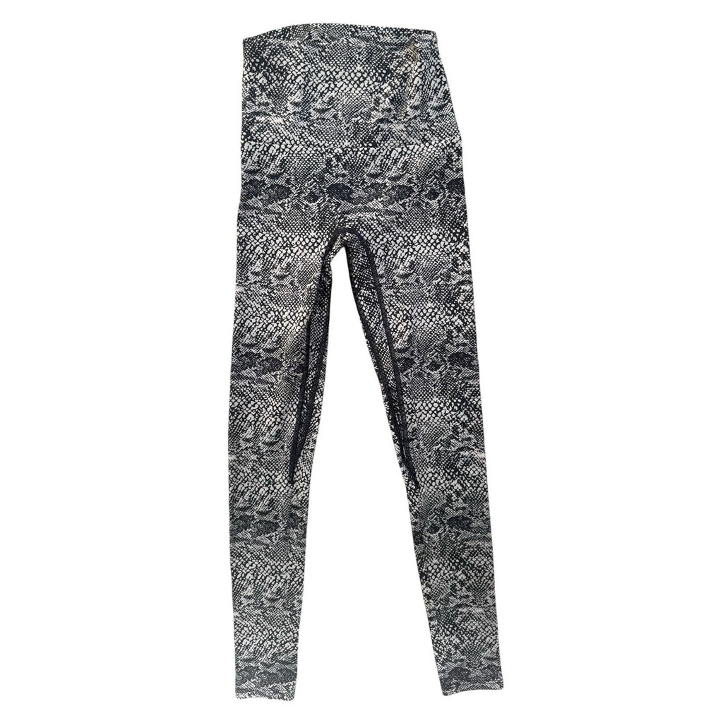 K-DEER Snake Print High Rise Yoga Leggings Womens XS Beige Black White USA